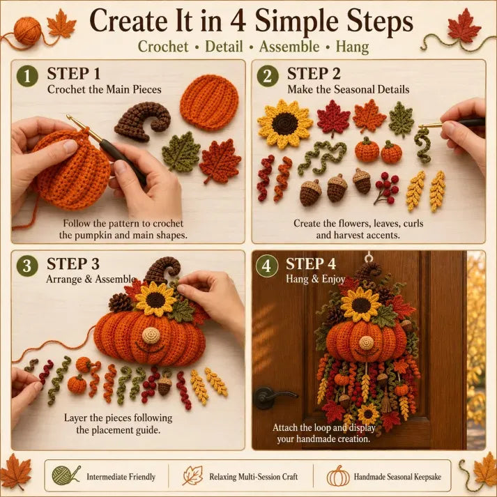 🔥LAST DAY 49% OFF - 🧶 DIY Seasonal 3D Crochet Door Hanger Kit Collection | Coordinated Yarn, Filling, Accessories & Step-by-Step Instructions Included 💕