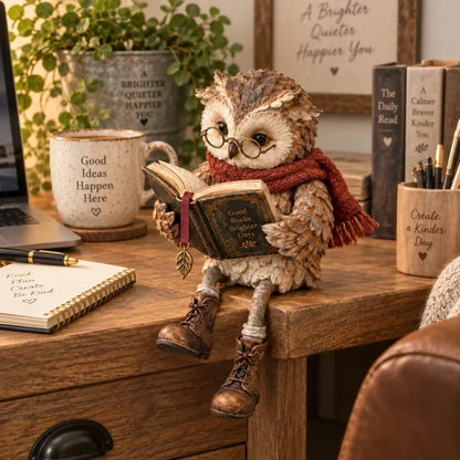 📚 Reading Owl Figurine – Charming Bookshelf Decor & Gift for Book Lovers 🎁
