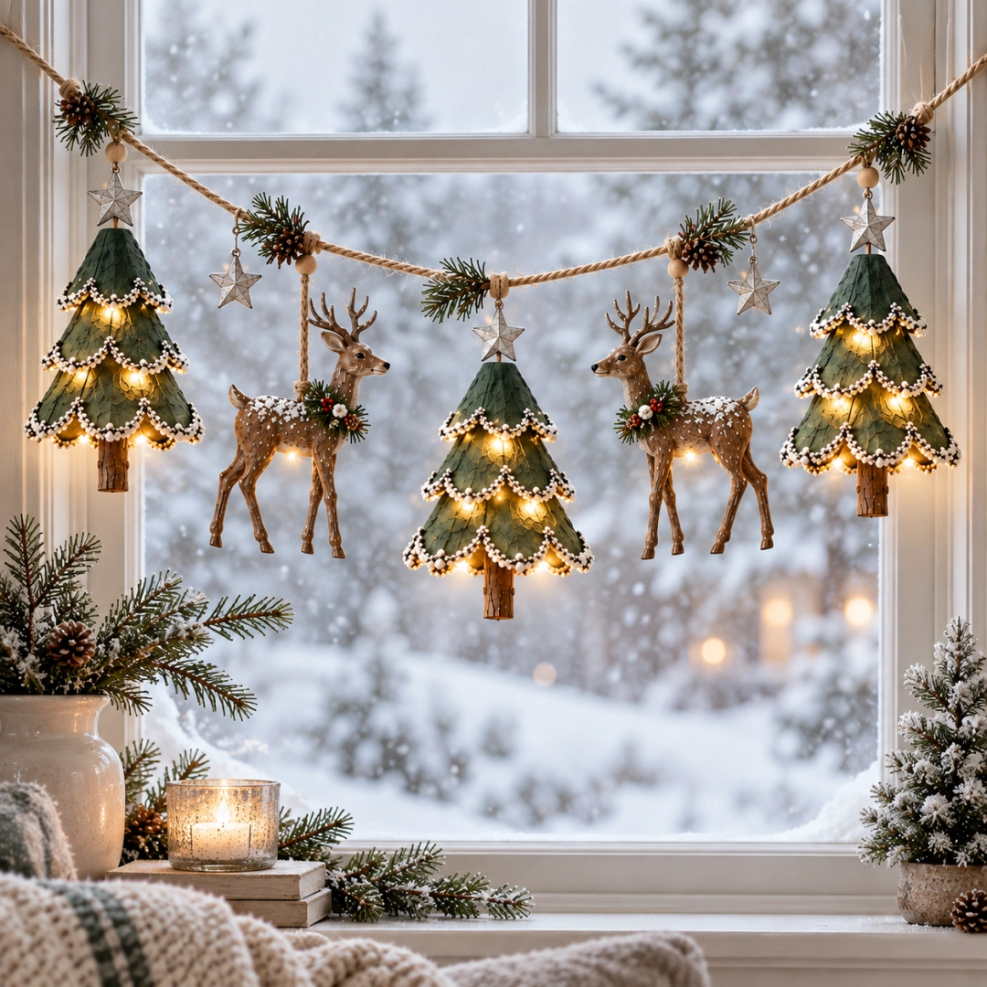 🎄Lighted Woodland Christmas Garland