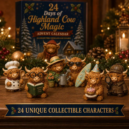 🐮🎄 24 Days of Highland Cow Advent Calendar – 24 Collectible Figurines