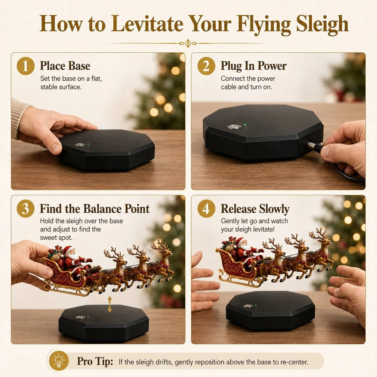 🔥Buy More Save More🔥🎅 Santa’s Flying Sleigh — Magnetic Levitation Christmas Display ✨