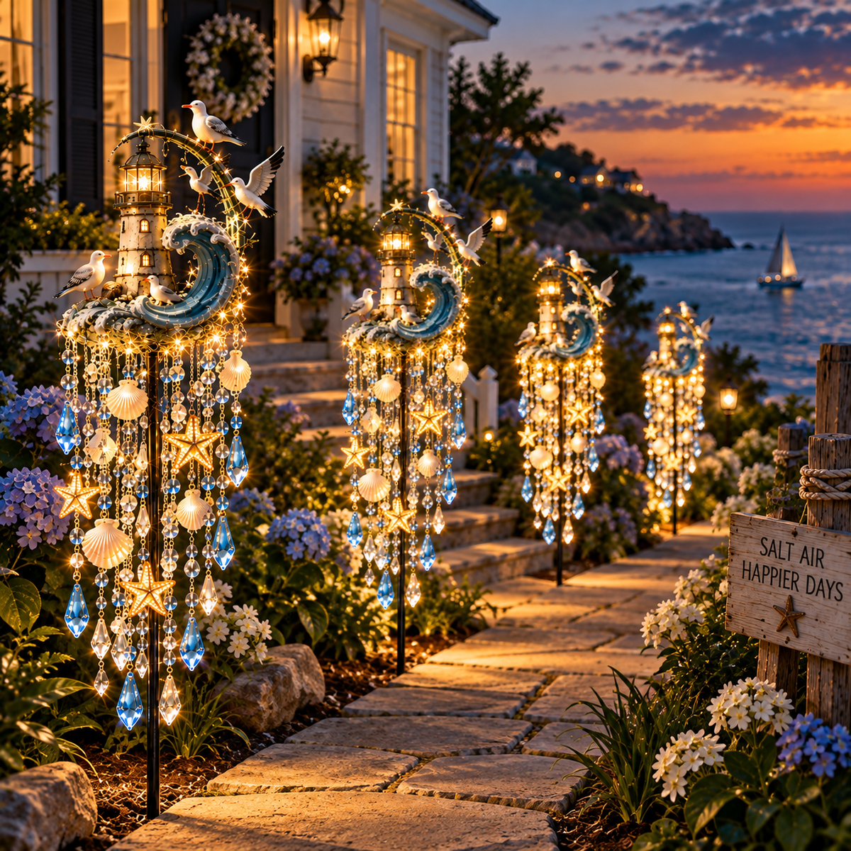 🔥 Last Day 49% OFF🌊 Lighthouse Tide Glow™ – Solar Lighthouse Garden Stake Light with Crystal Tassels