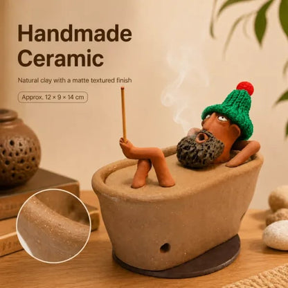 🎉 Lazy Bath Man Incense Burner 🛁🧘