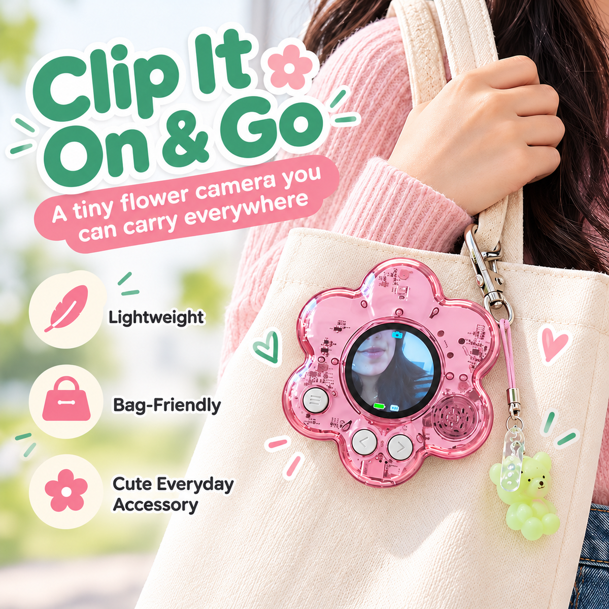 🌸 Flower Mini Digital Camera | Photo + Video Bag Charm Camera