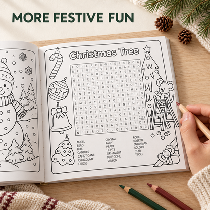 🎄✨Happy Days‑Cosy Christmas Advent Colouring Book | Hardback Edition | 24 Sealed Daily Surprise Sections | All‑Ages Screen‑Free Festive Activity