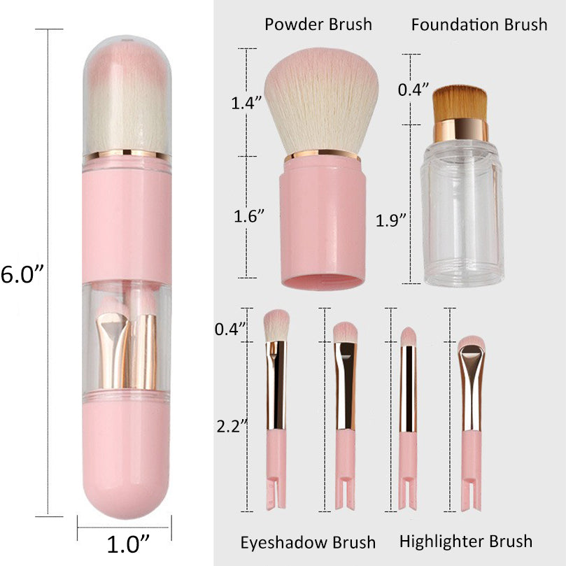 6-in-1 Portable Makeup Brush Set – Beauty Essentials On the Go