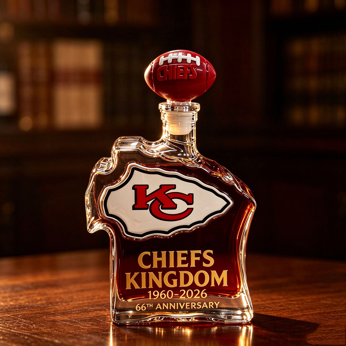 Chiefs Kingdom 66th Anniversary KC Helmet Whiskey Decanter