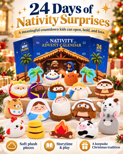 ✨ 24 Days of Nativity Surprises – Plush Christmas Advent Calendar & Heartwarming Gift for Kids 🎁