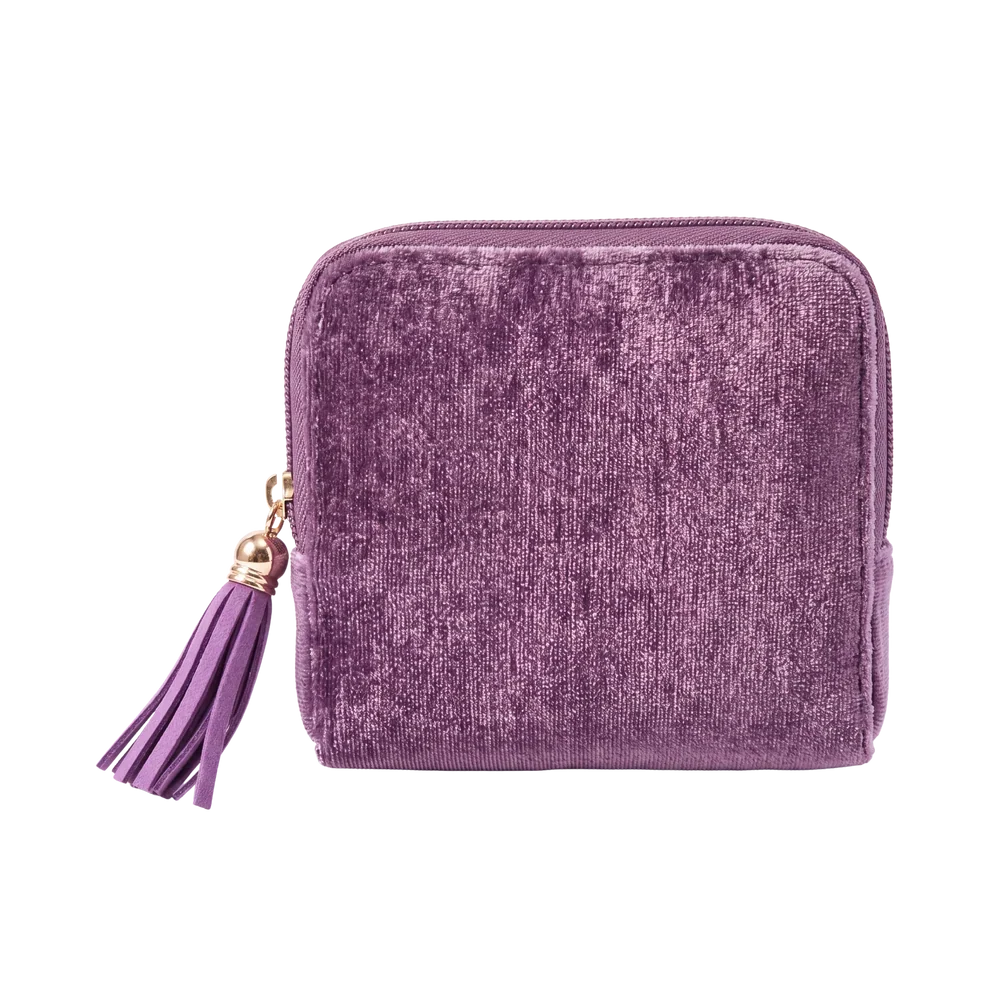 Velvet anti-tangle travel portable jewelry storage bag with tassel zipper