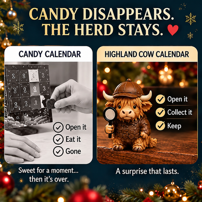 24-Day Highland Cow Advent Calendar | Collectible Christmas Countdown Gift Box