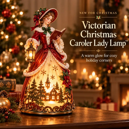 🎄 Victorian Christmas Caroler Tabletop Lamp – Festive Holiday Decor