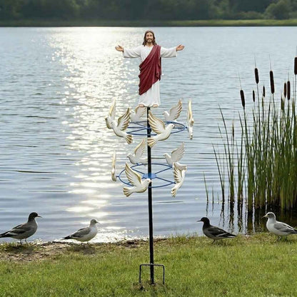 🔔Perfect For Christian✝️The Divine Jesus & Holy Dove Garden Wind Spinner🕊️