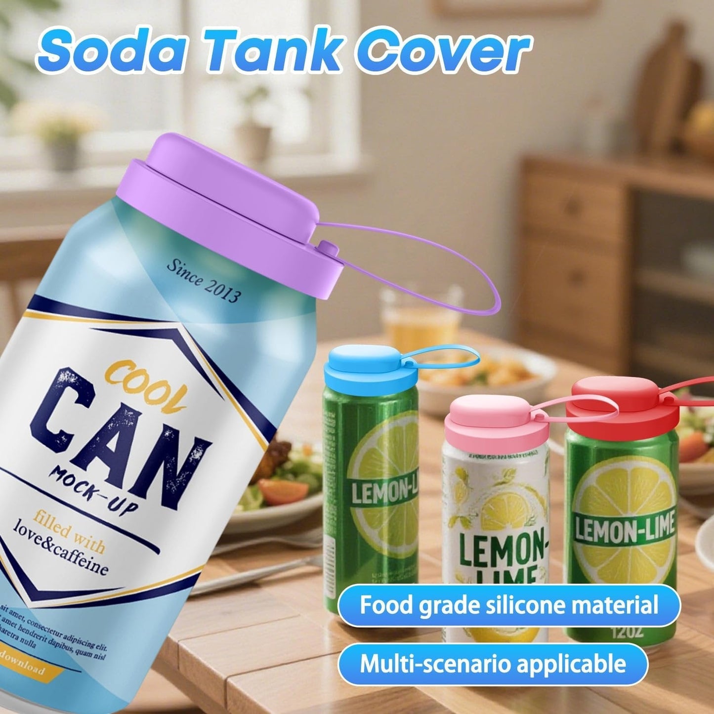 3Pcs BPA-Free Reusable Soda Can Lids, Secure Fit Covers to Keep Drinks Clean & Bug-Free, Optional Straws Included