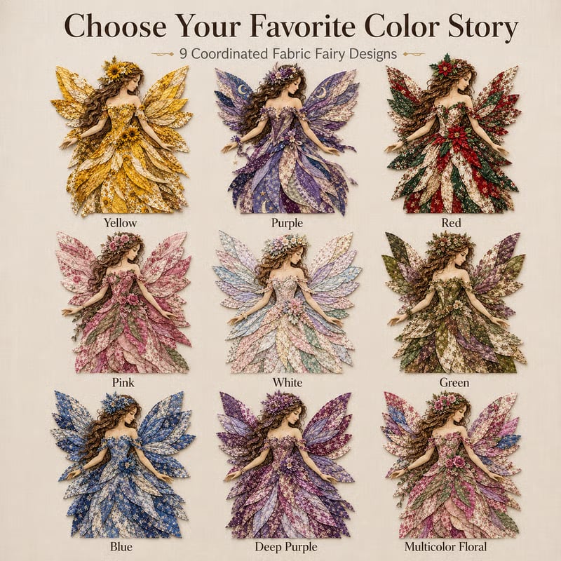 💯🧚‍♀️🌸 Premium Fairy Patchwork DIY Kit | High-Quality Layered Fabric with Floral Wings DIY Handmade Fantasy Wall Decor ✨15*12cm