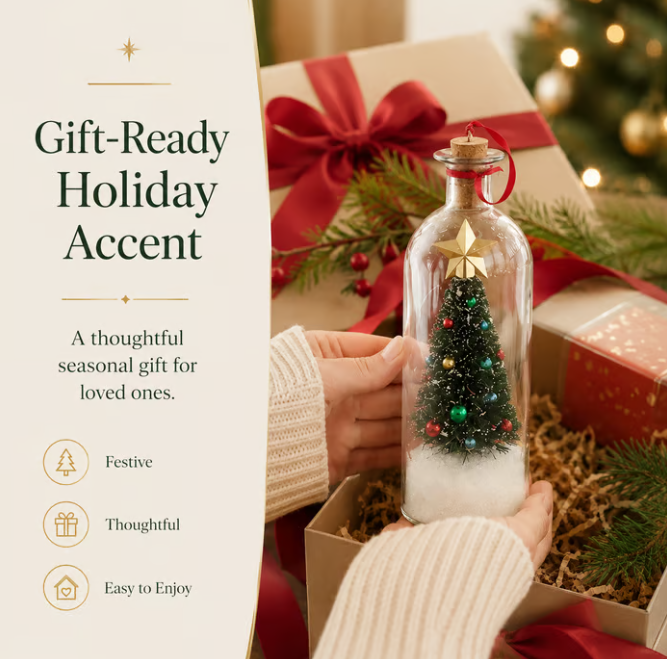 🎅🎄 Recordable Christmas Tree In Bottle Ornament | Voice Message Keepsake Giftcordable Message in a Bottle