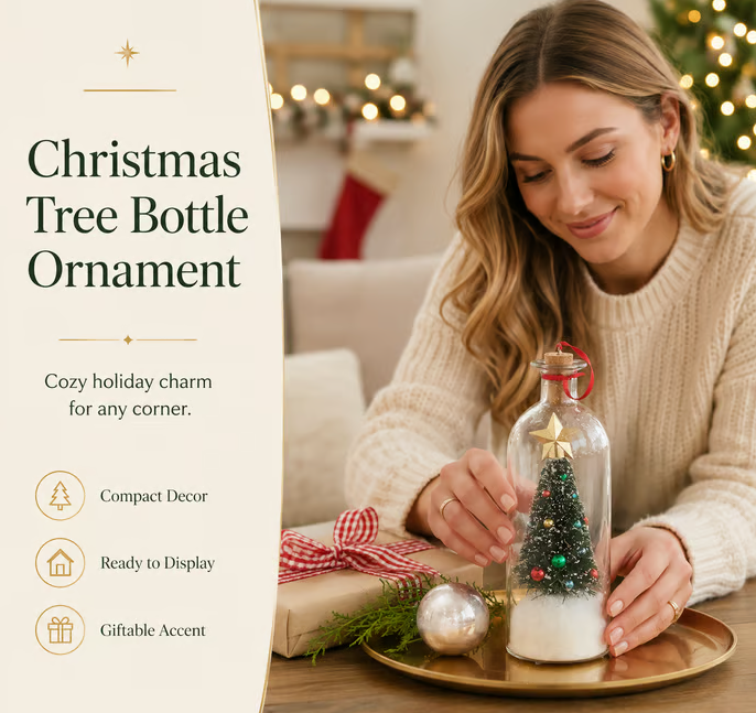 🎅🎄 Recordable Christmas Tree In Bottle Ornament | Voice Message Keepsake Giftcordable Message in a Bottle