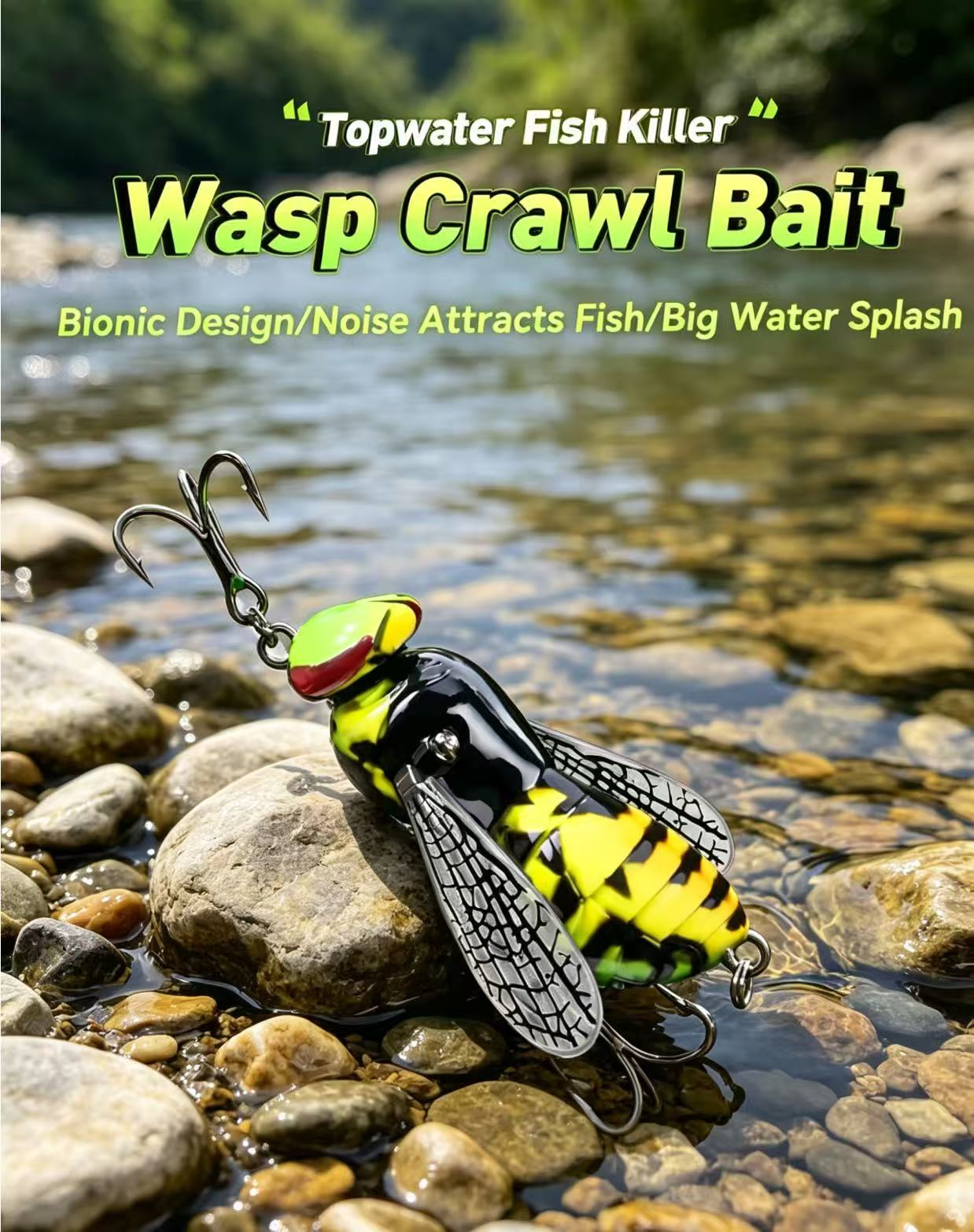 🔥 Last Day 49% OFF – 🐝 Bionic Wasp Topwater Lure That Triggers Explosive Strikes
