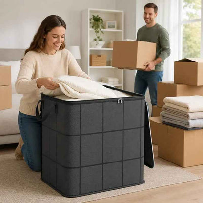🏠🔥 Today 49% OFF🔥 Spacious Moving Storage Bin | Large Zippered Organizer for Quilts, Bedding & Sweaters