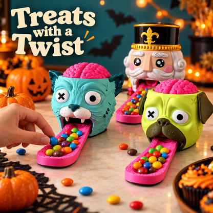 🐶🍬Pug‑Themed Candy Dispenser | Fun Press‑Type Novelty Treat Dispenser | Festive Party Decoration for Halloween, Christmas & Gifting🎃