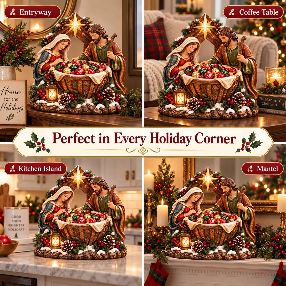 ✝️ Nativity Christmas Treat Bowl Centerpiece | Bethlehem Star & Warm Glow