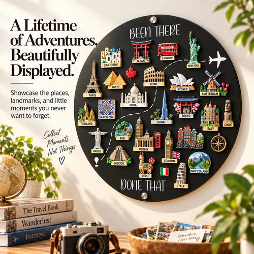 🌍✈️ Been There, Done That Travel Magnet Display Board – Round Souvenir Magnet Wall Organizer, Personalized Travel Memory Decor & Unique Gifts for Travelers 🎁（副本）