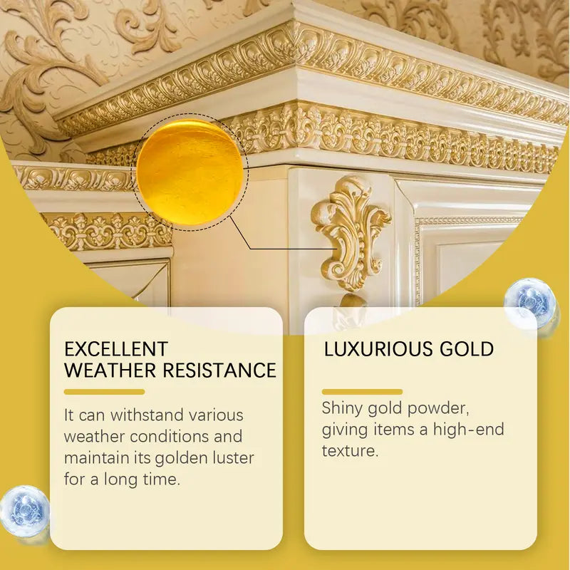 Buy two get one free🔥🔥🔥Weather-Resistant Water-Based Gold Paint, Metallic Paint, Weather-Resistant Roman Column Decorative Gold Paint, Outdoor Gold Foil Paint
