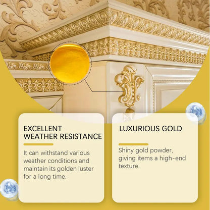 Buy two get one free🔥🔥🔥Weather-Resistant Water-Based Gold Paint, Metallic Paint, Weather-Resistant Roman Column Decorative Gold Paint, Outdoor Gold Foil Paint
