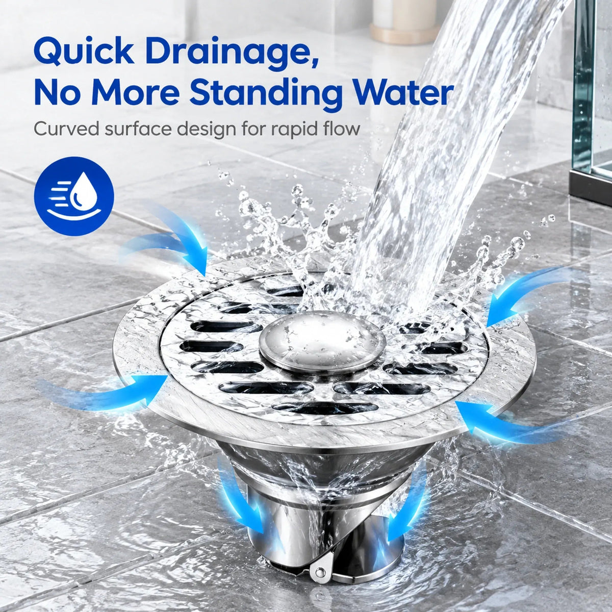 Stainless Steel Floor Drain 🚿 – 3.94' Gravity Seal with Hair Filter & Odor Control