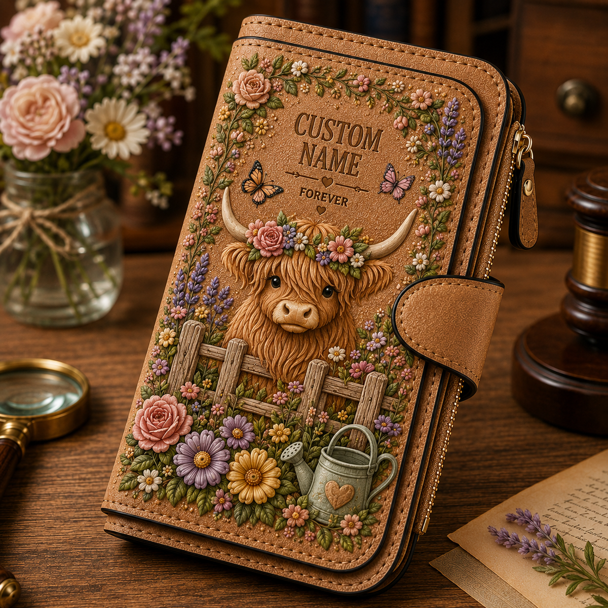 🌸 Personalized Embossed Wallet – Pick Your Style, Add Your Name 🌿