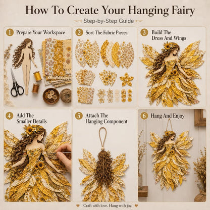 💯🧚‍♀️🌸 Premium Fairy Patchwork DIY Kit | High-Quality Layered Fabric with Floral Wings DIY Handmade Fantasy Wall Decor ✨15*12cm