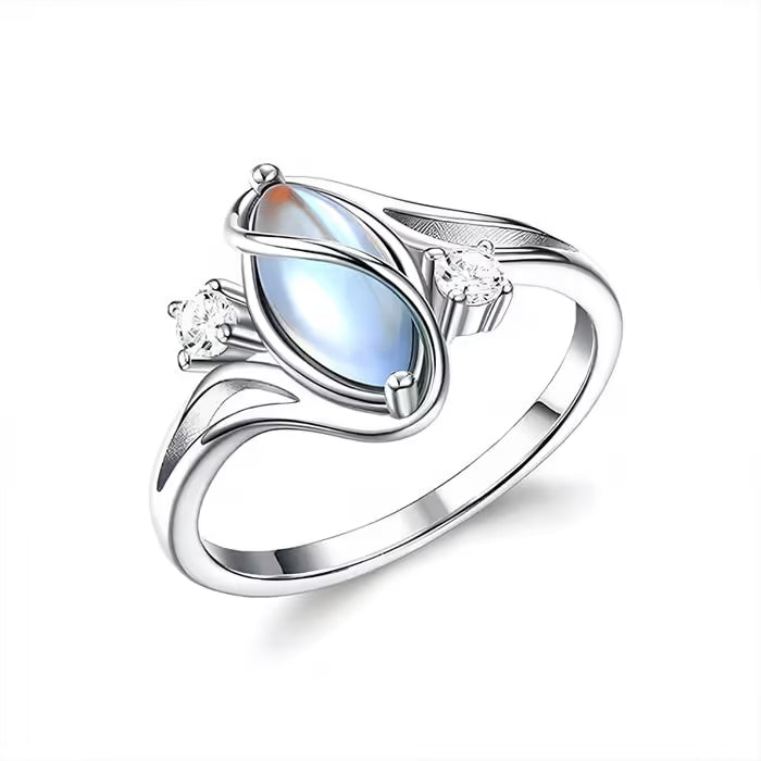 Oval Moonstone Geometric Ring