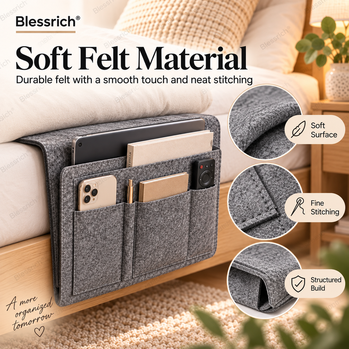 ⏰🔥LIMITED TIME OFFER: 49% OFF!💞Bedside organiser – Smart storage without a bedside table