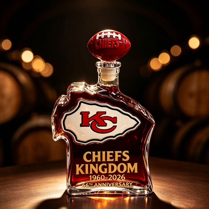 Chiefs Kingdom 66th Anniversary KC Helmet Whiskey Decanter