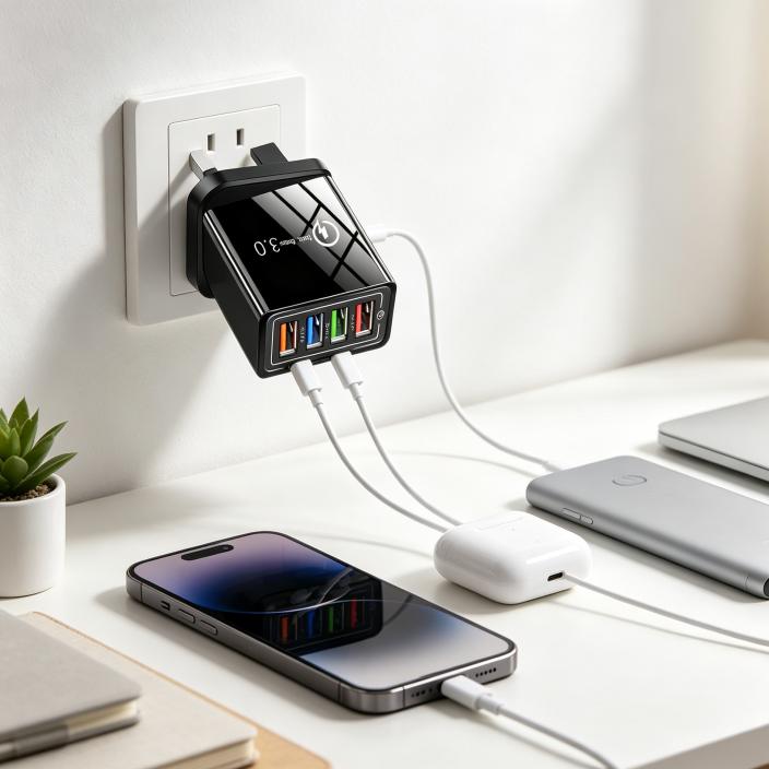 ⚡🔥 Buy 1 Get 1 FREE🔥 Smart 4-Port USB Charger | Quick Charge 3.0 with Intelligent Power Management