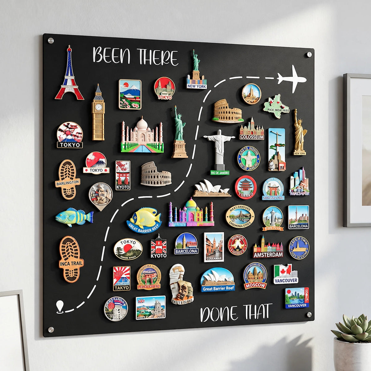 🌍✈️ Been There, Done That – Travel Magnet Display Board 🎁