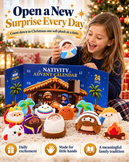 ✨ 24 Days of Nativity Surprises – Plush Christmas Advent Calendar & Heartwarming Gift for Kids 🎁
