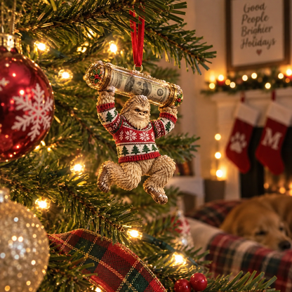 ⏰ LAST DAY SALE 49% OFF! 🎄👣 3D Bigfoot Christmas Cash Gift Ornament – Holiday Money Holder Keepsake ✨