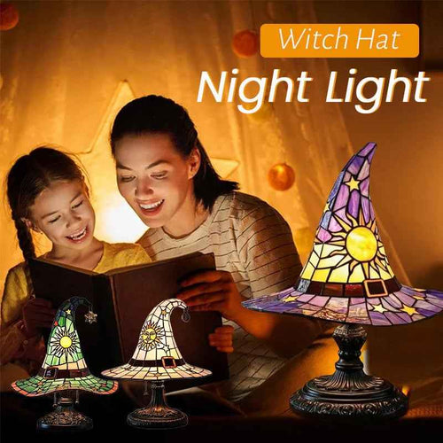 🔥Exclusive Limited Item 👍🔥50%OFF♠️Witch Hat Night Light & Stained Glass Witch Hat Lamp🎁