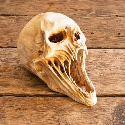 🌱✨ Limited Time 50% OFF✨ Gothic Demon Alien Skull Sculpture, Creepy Horror Resin Skull Statue Halloween Mantel Table Indoor Decor Ornamen