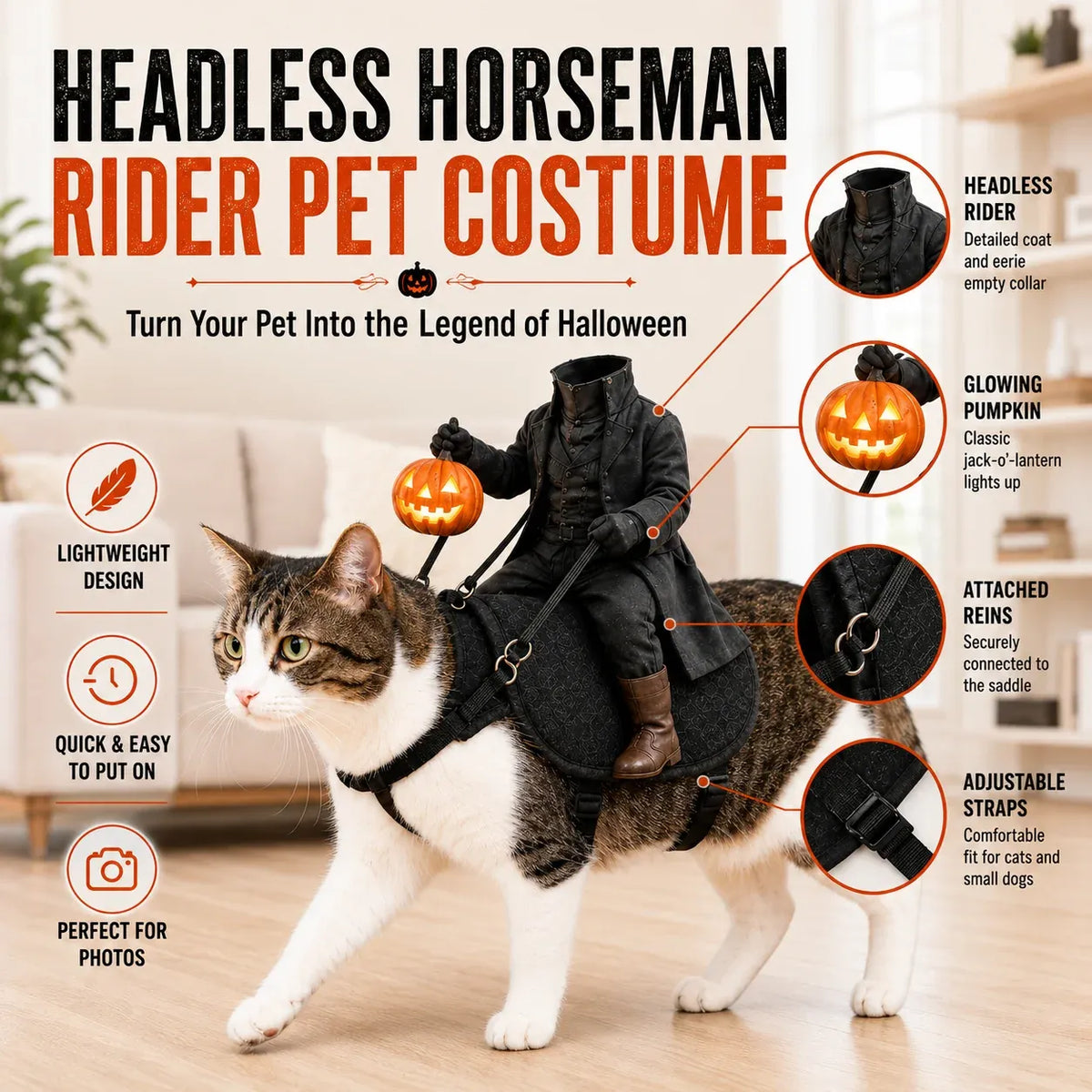 😺The Headless Horseman Rider™ Pet Costume🎃