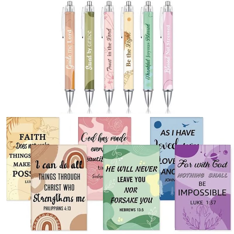 ✝️Christian Gifts Set: Motivational Pens & Bible Verse Notebooks – Inspire Your Faith Journey🌸