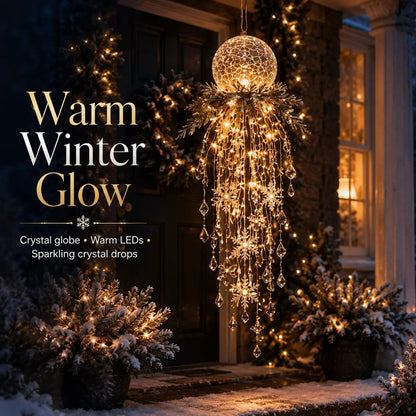 Crystal Cascade Christmas Light™ – Hängende LED-Veranda-Deko: Schneeflocke & Kristalle ✨❄️