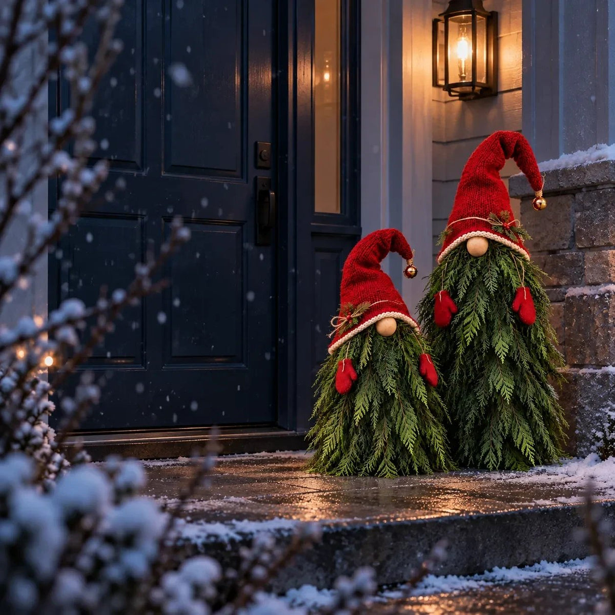 🎄🍄2-Piece Whimsical Winter Gnome Porch Set