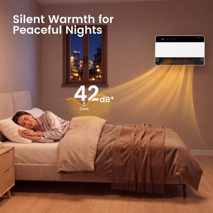 16IN Wall Mounted Space Heater, 1500W Fast Heating Convection Heater with 60° Vertical Swing, Touch & Remote Control, 4 Modes, Overheat Auto-Shutoff, V-0 Flame Retardant Housing, Child Lock for Home Bedroom