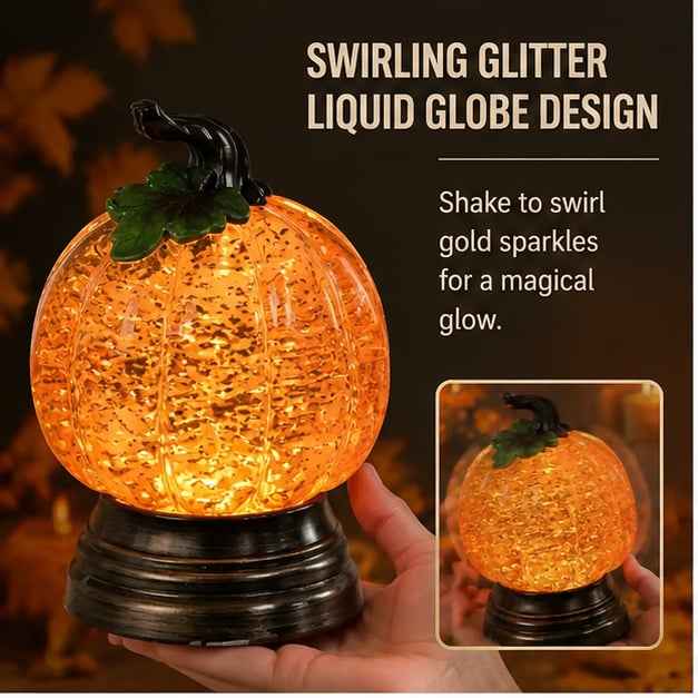 🔥Last Day 49% OFF -🔥🎃Glitter Lighted Pumpkin Snow Globe