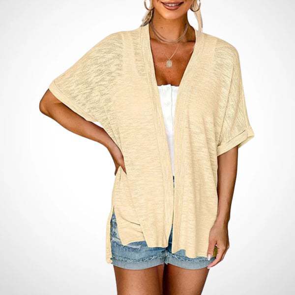 Womens Lightweight Cardigan 2026 Summer Short Sleeve Open Front Beach Coverup Vacation Outdoorfun Knitwear Comfort Casual Loose Minimalist Basic Knitting Batwing Shortsleeve Tops Womenswear