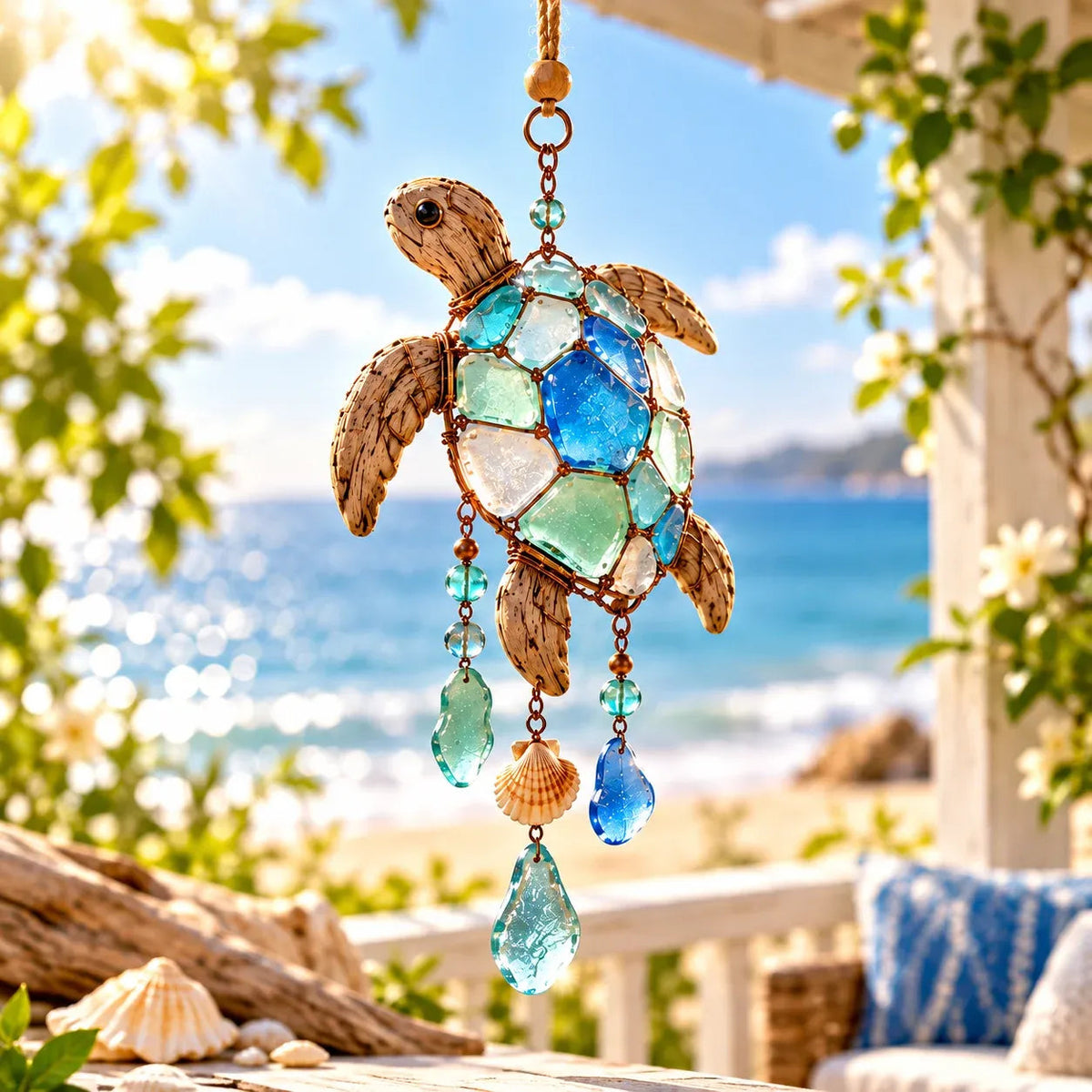 🌊✨ Sea Glass Coastal CharmsTM – Handcrafted Ocean Suncatcher Hanging Ornament Collection