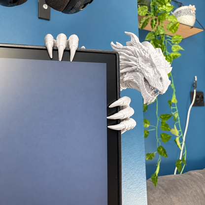 Dragon Monitor Buddy, Cute 3D Printed Dragon Monitor Sitter, Desk Decor for Gaming Setup