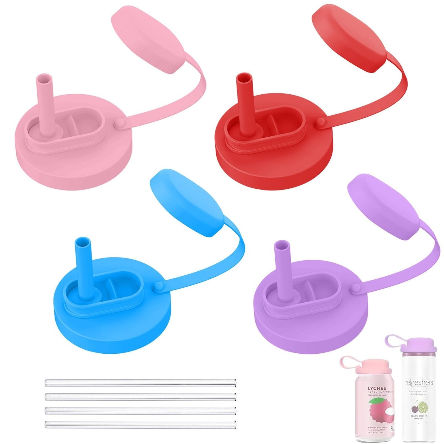 3Pcs BPA-Free Reusable Soda Can Lids, Secure Fit Covers to Keep Drinks Clean & Bug-Free, Optional Straws Included
