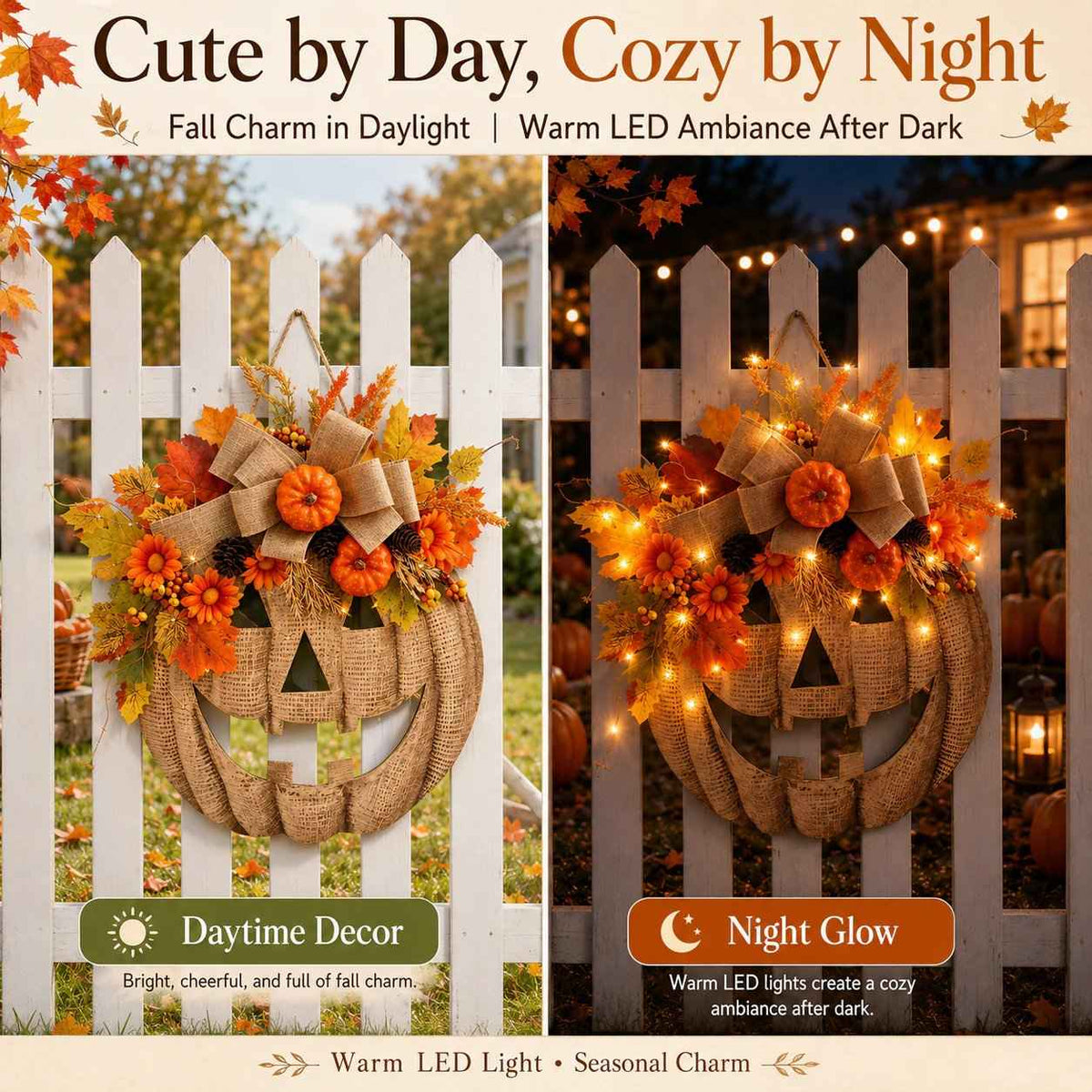 ✨ Lighted Burlap Pumpkin Wreath 🎃
